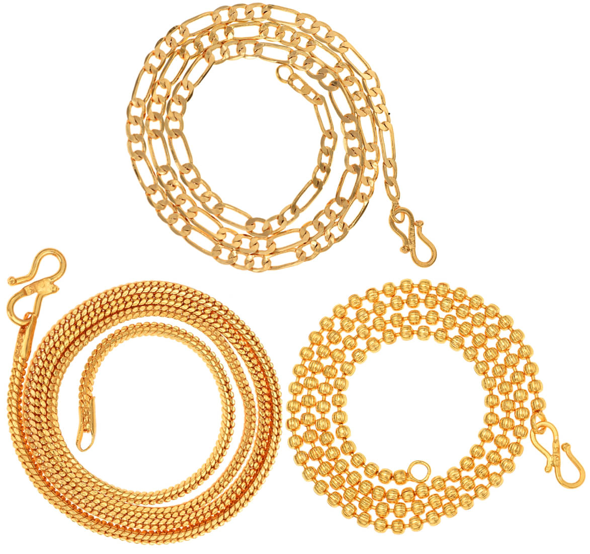     			AanyaCentric Combo of 3 Gold Plated 22inches Long Fashion Chain