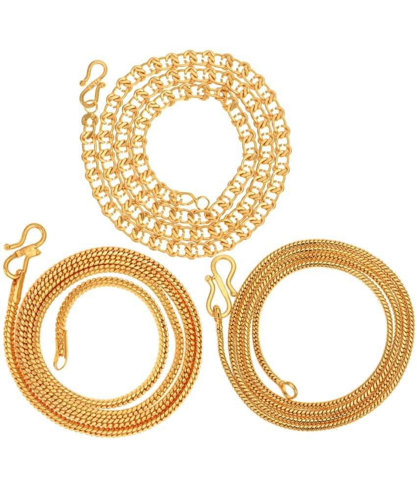 AanyaCentric Combo of 3 Gold Plated 22inches Long Fashion Chain     			AanyaCentric Combo of 3 Gold Plated 22inches Long Fashion Chain