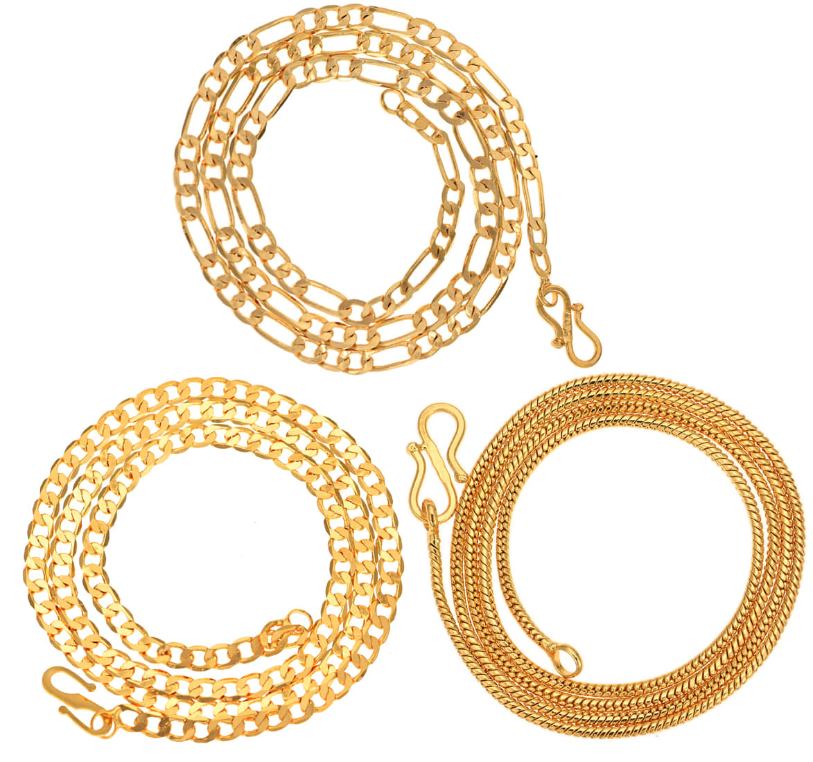 AanyaCentric Combo of 3 Gold Plated 22inches Long Fashion Chain