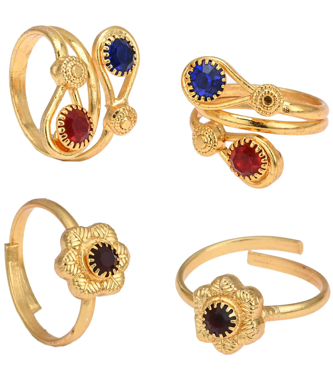 AanyaCentric Silver Plated 2 Pair Toe Rings - Anklets | Buy online on ZillyBuy