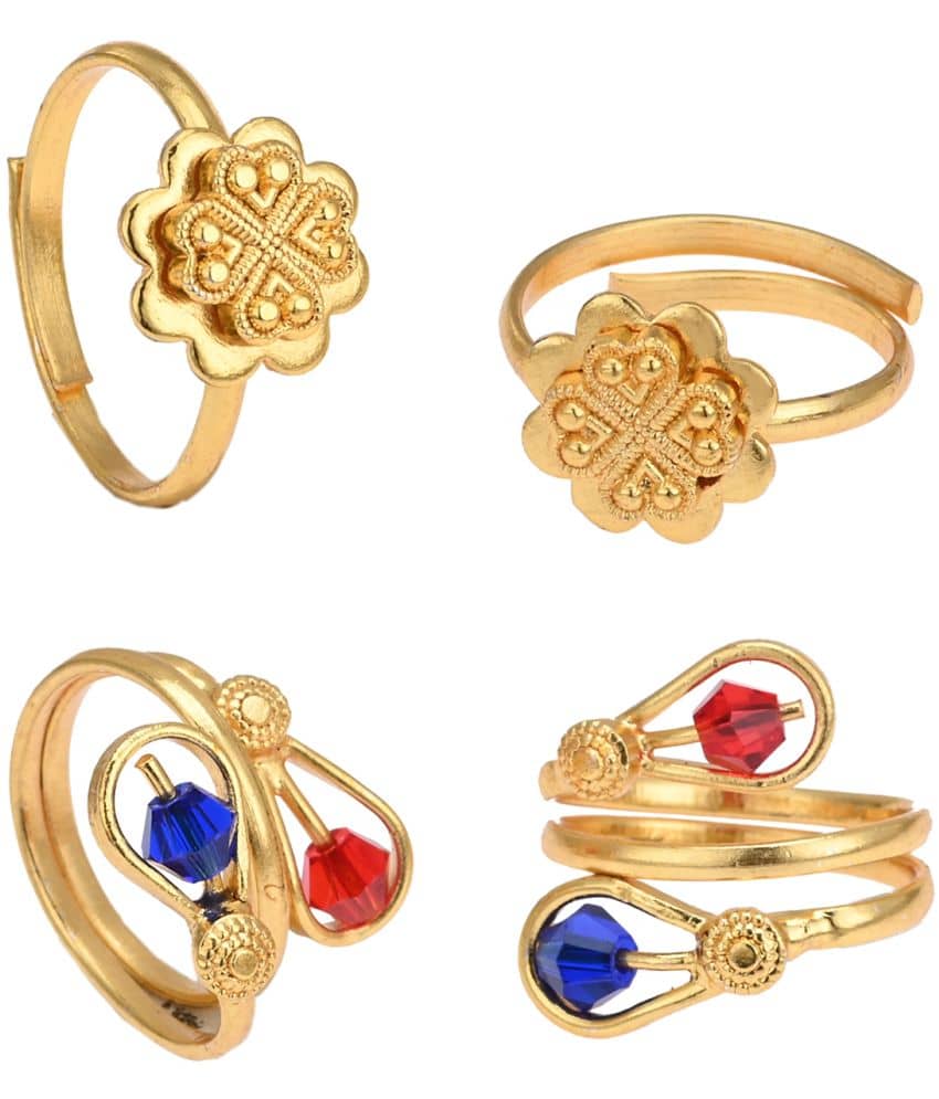 AanyaCentric Gold Plated 2 Pair Toe Rings - Anklets | Buy online on ZillyBuy
