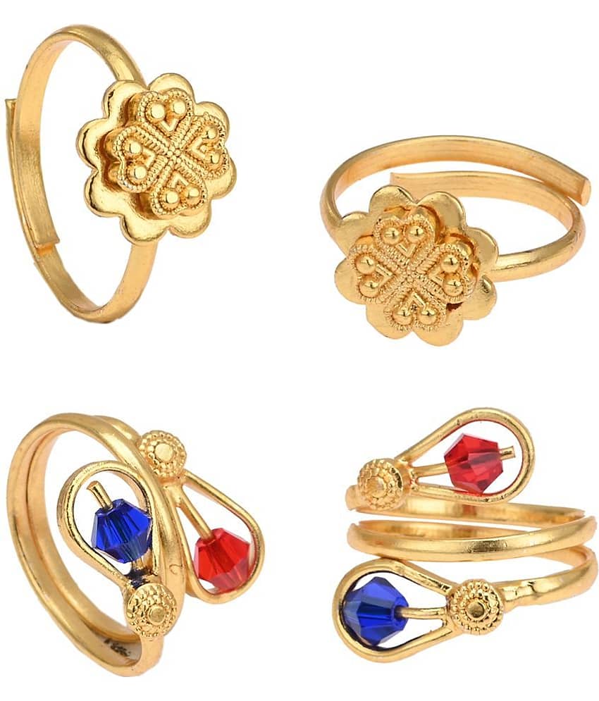 AanyaCentric Gold Plated 2 Pair Toe Rings - Anklets | Buy online on ZillyBuy