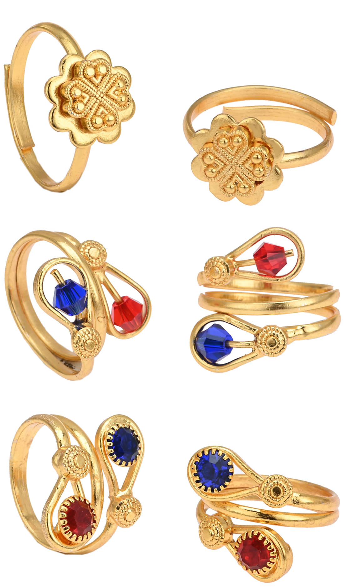     			AanyaCentric Gold Plated 3 Pair Toe Rings