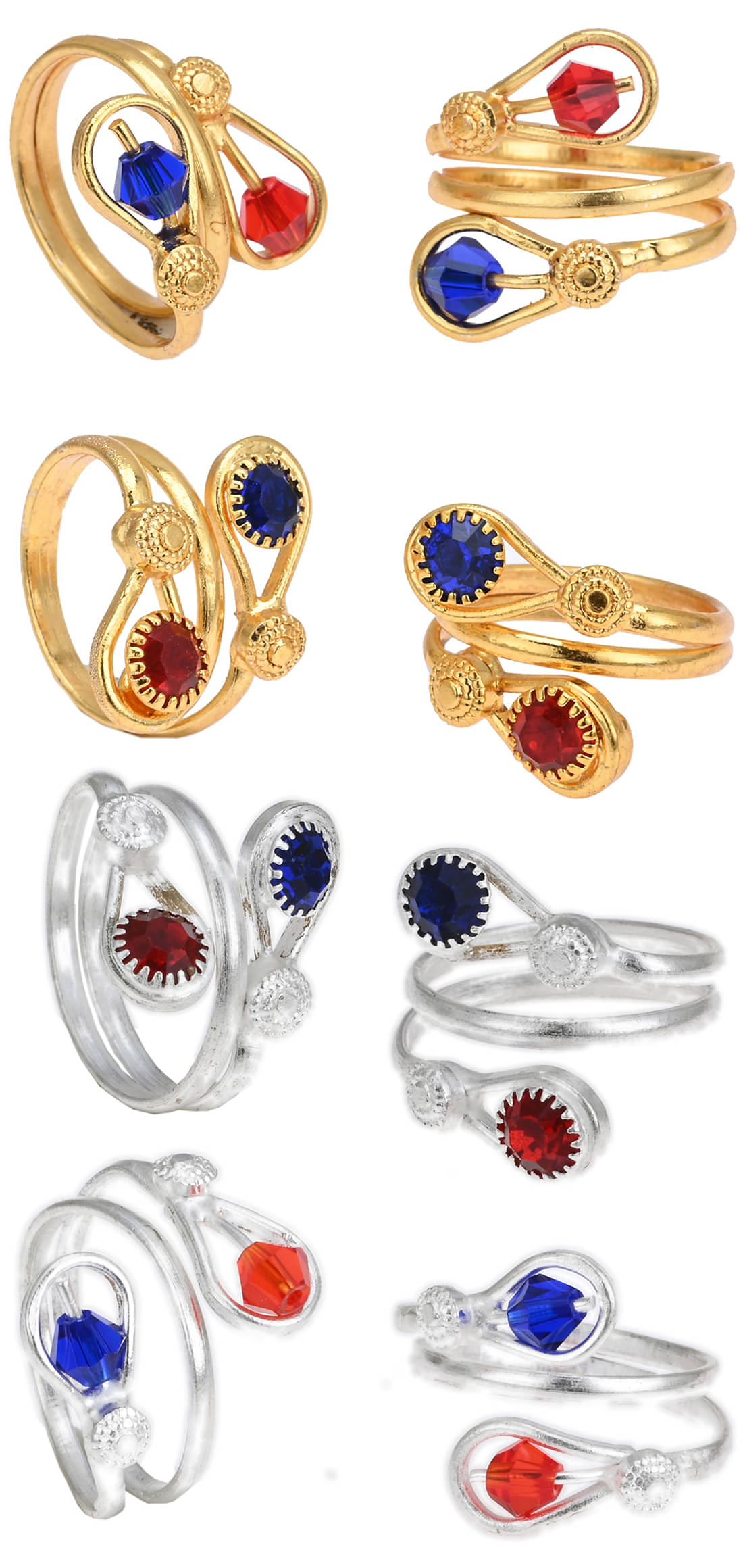     			AanyaCentric Gold & Silver Plated 4 Pair Toe Rings