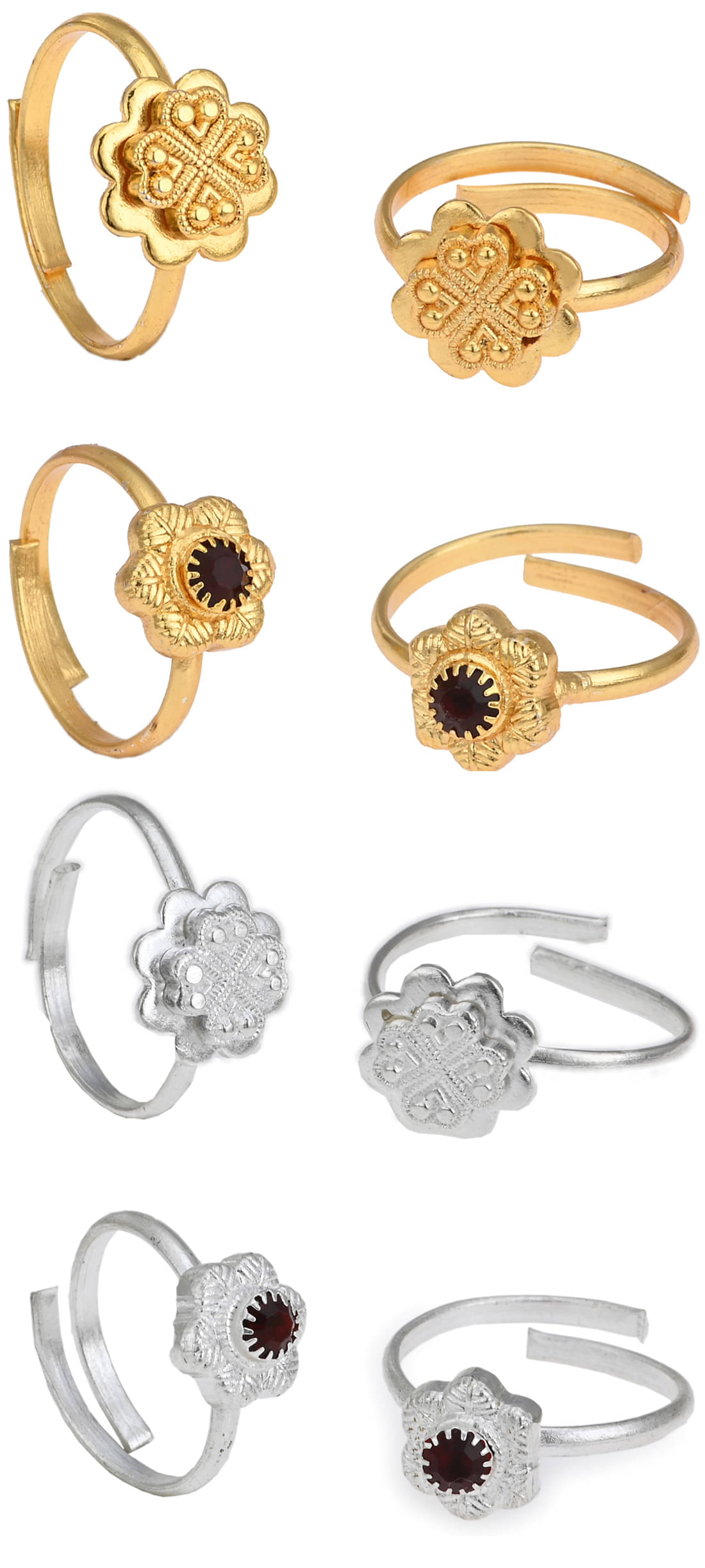     			AanyaCentric Gold & Silver Plated 4 Pair Toe Rings