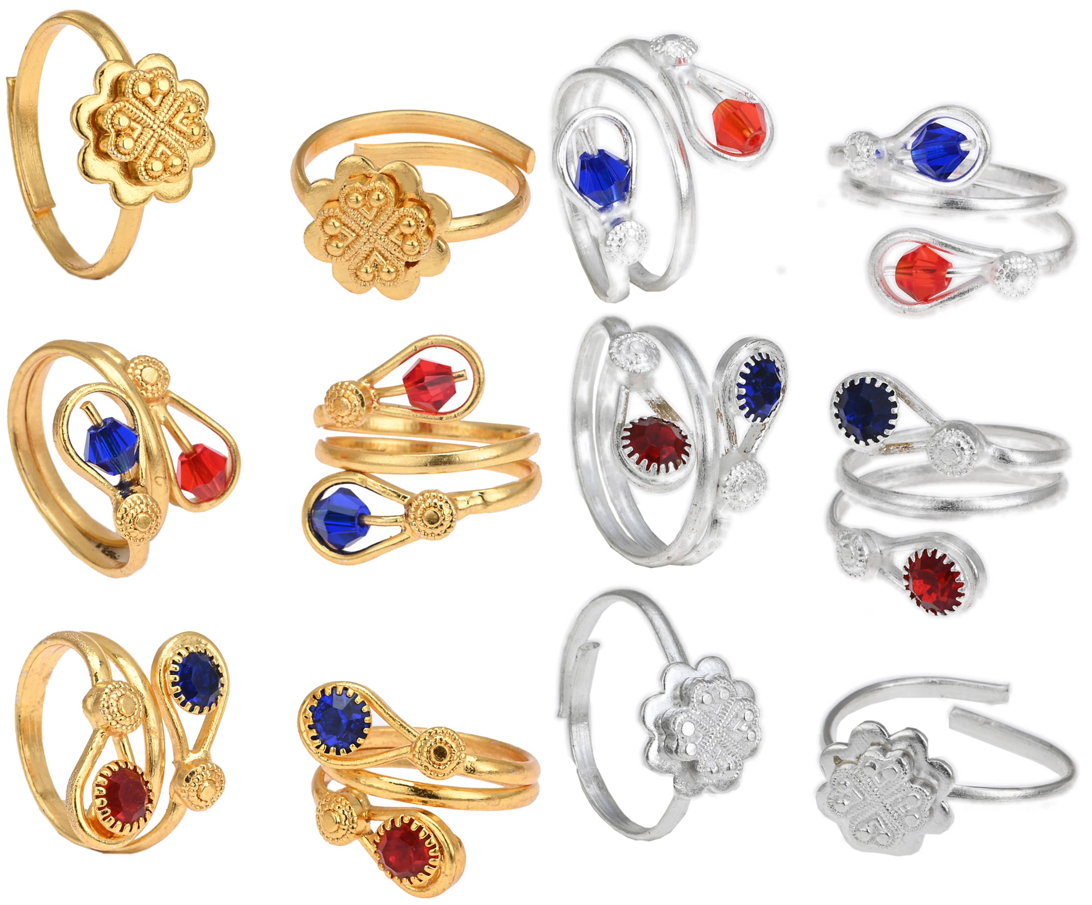     			AanyaCentric Gold & Silver Plated 6 Pair Toe Rings