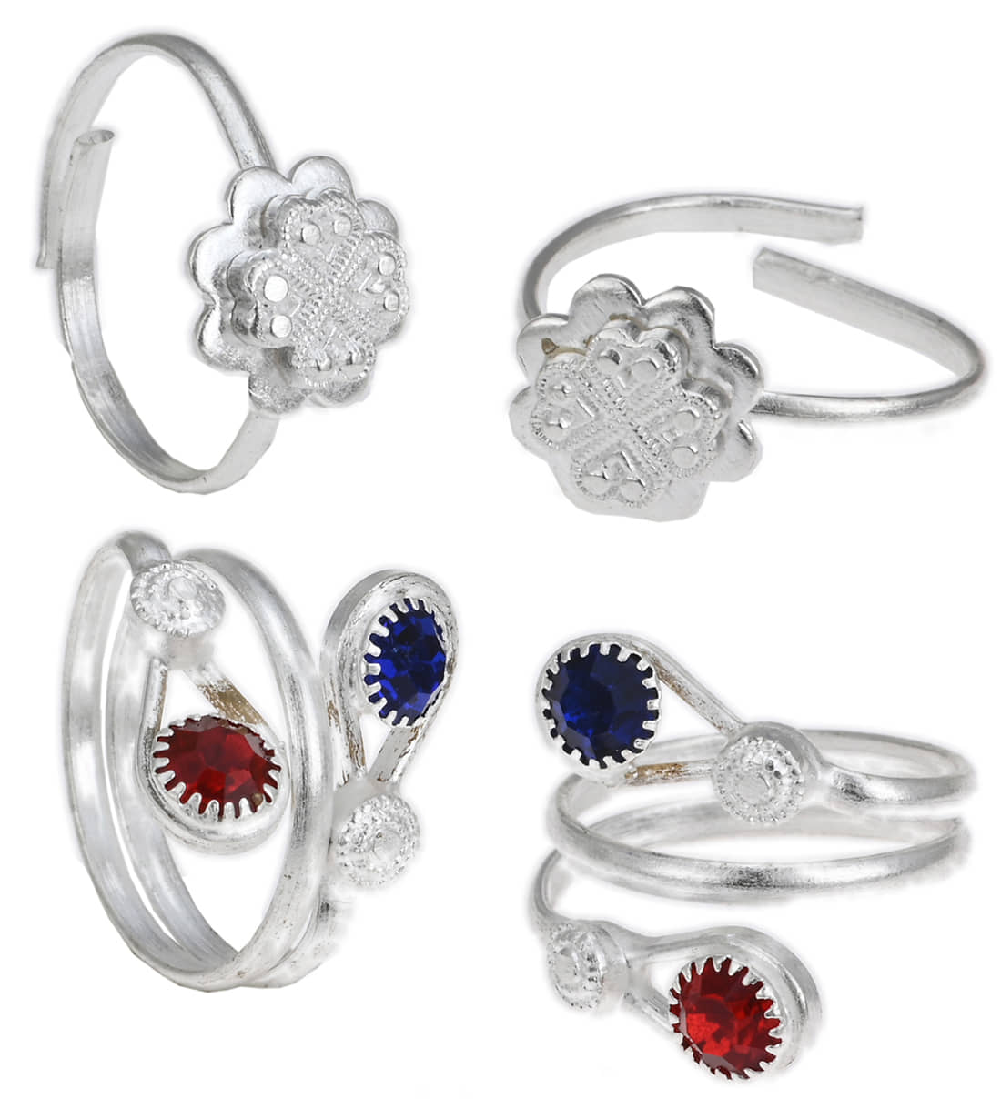 AanyaCentric Silver Plated 2 Pair Toe Rings - Anklets | Buy online on ZillyBuy