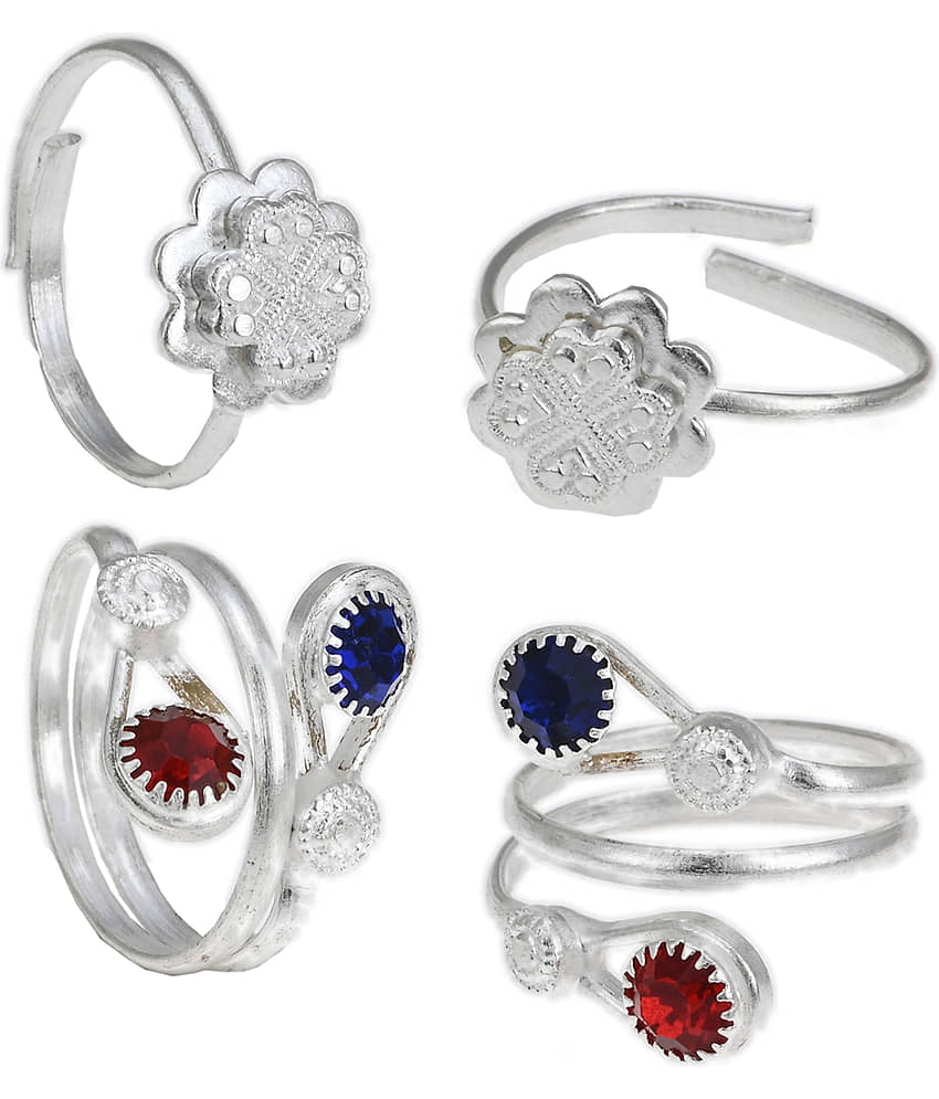 AanyaCentric Silver Plated 2 Pair Toe Rings - Anklets | Buy online on ZillyBuy