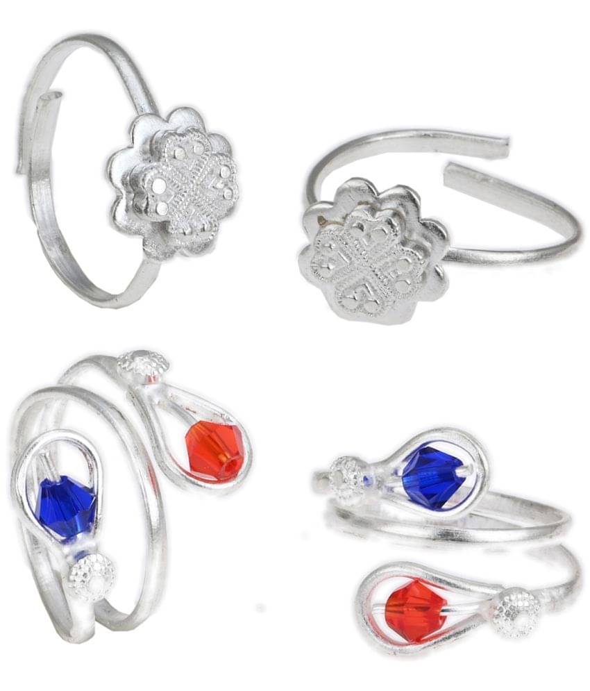 AanyaCentric Silver Plated 2 Pair Toe Rings AanyaCentric Silver Plated 2 Pair Toe Rings