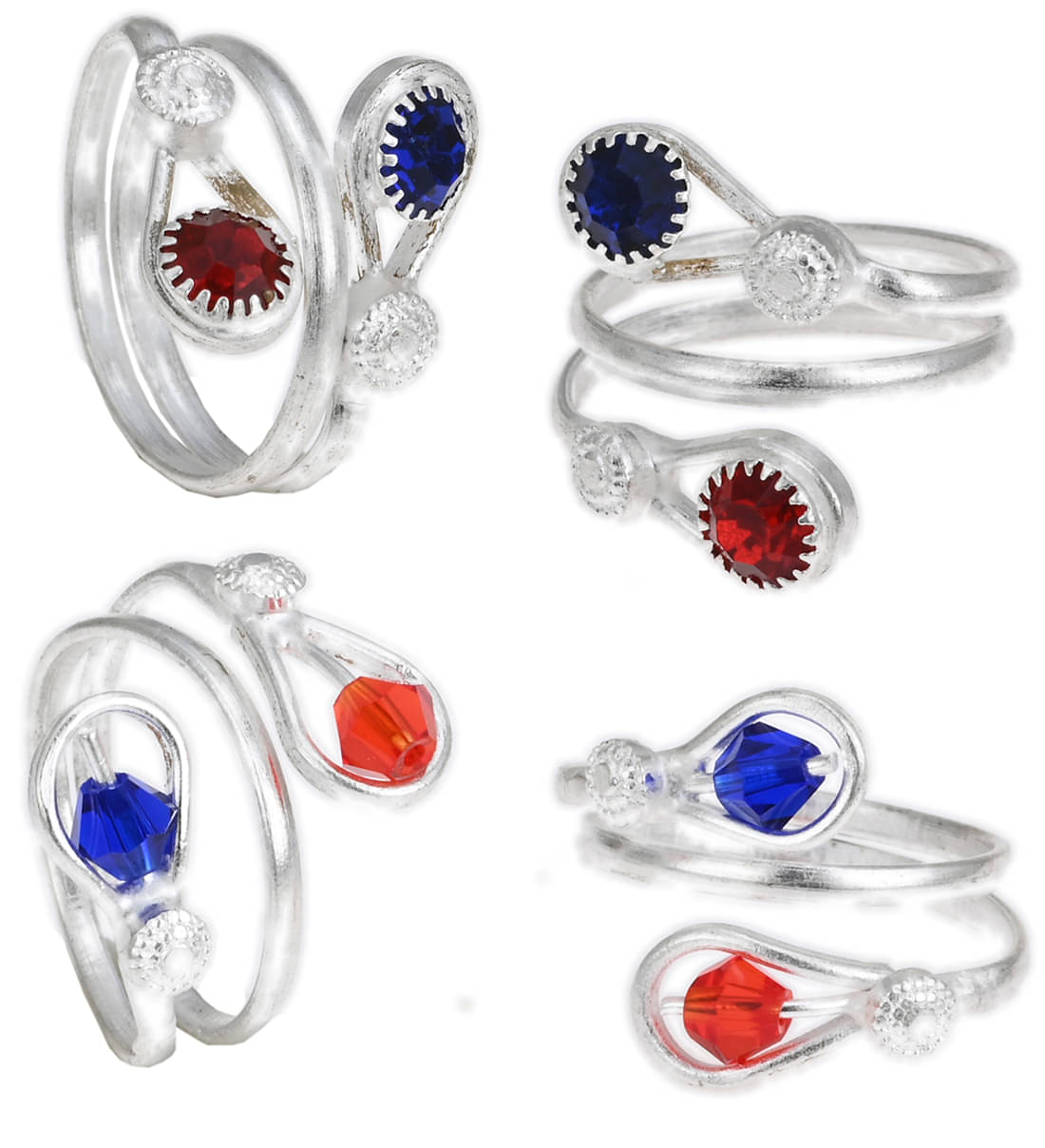     			AanyaCentric Silver Plated 2 Pair Toe Rings