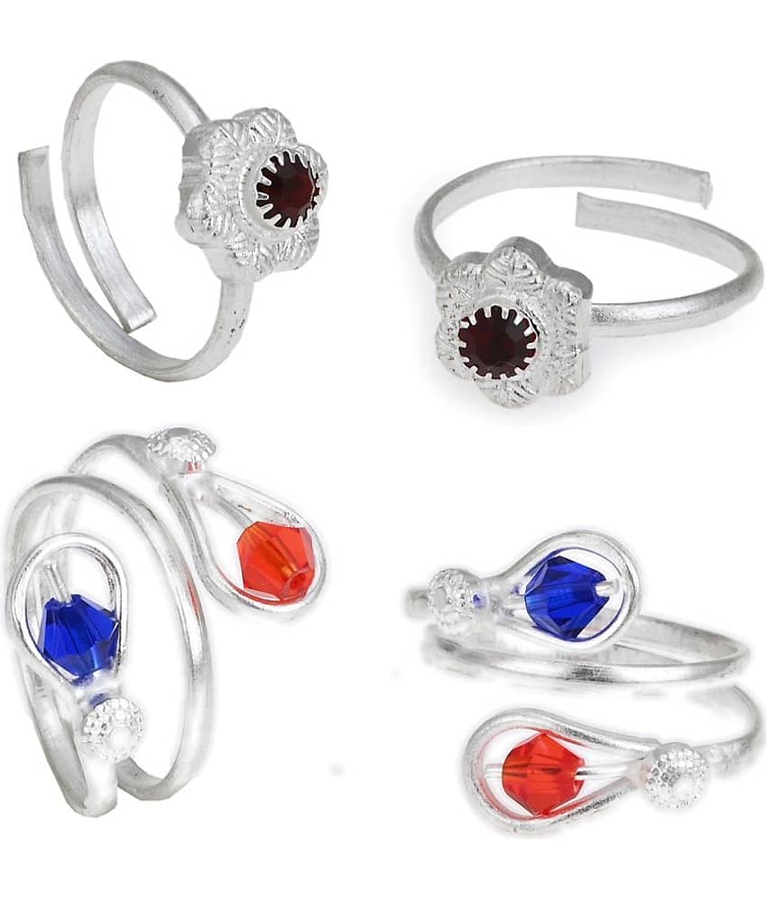 AanyaCentric Silver Plated 2 Pair Toe Rings - Anklets | Buy online on ZillyBuy