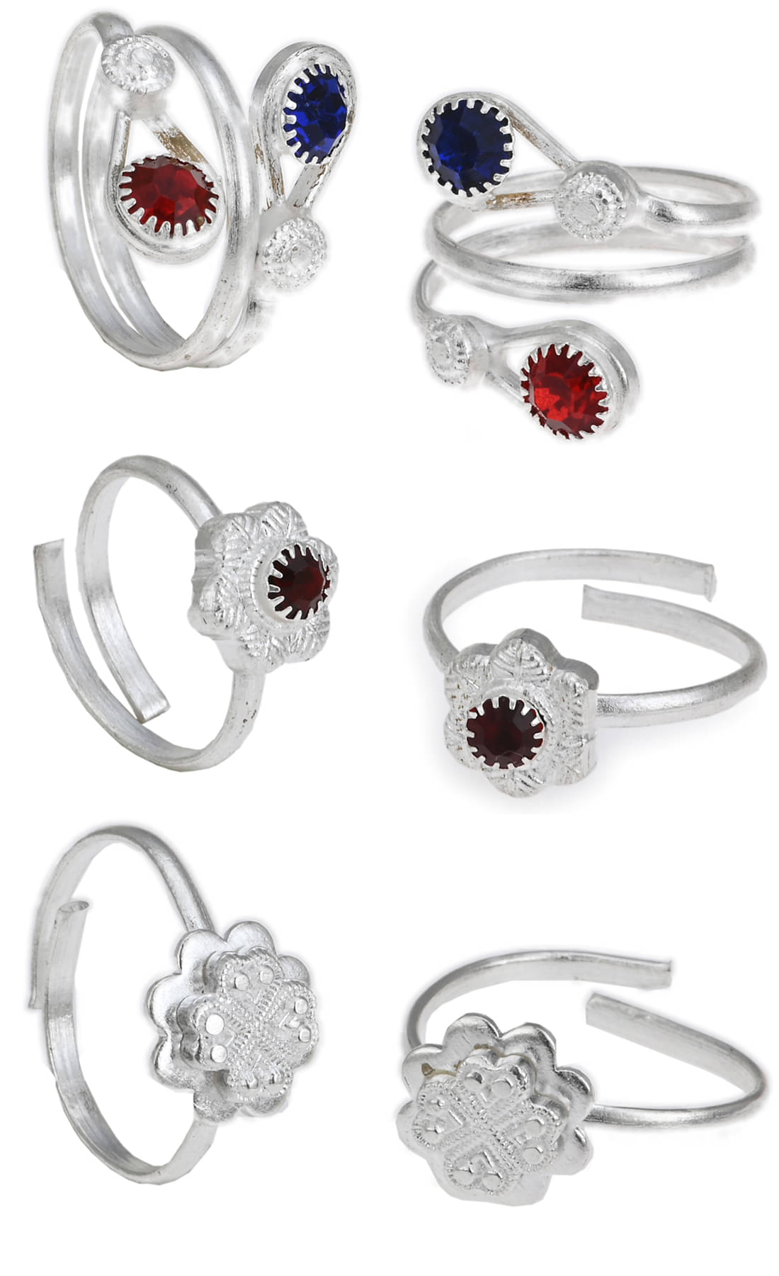     			AanyaCentric - Silver Toe Rings ( Pack of 3 )