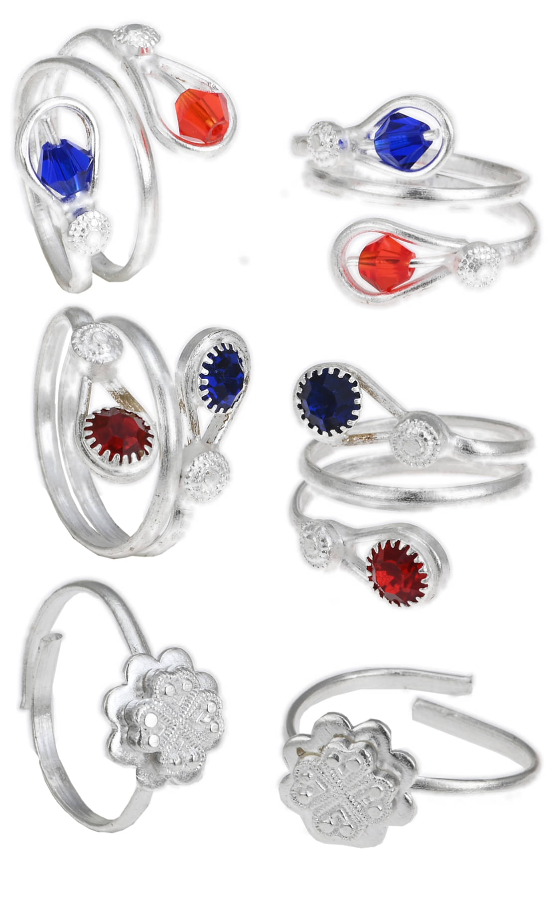 AanyaCentric Silver Plated 3 Pair Toe Rings AanyaCentric Silver Plated 3 Pair Toe Rings