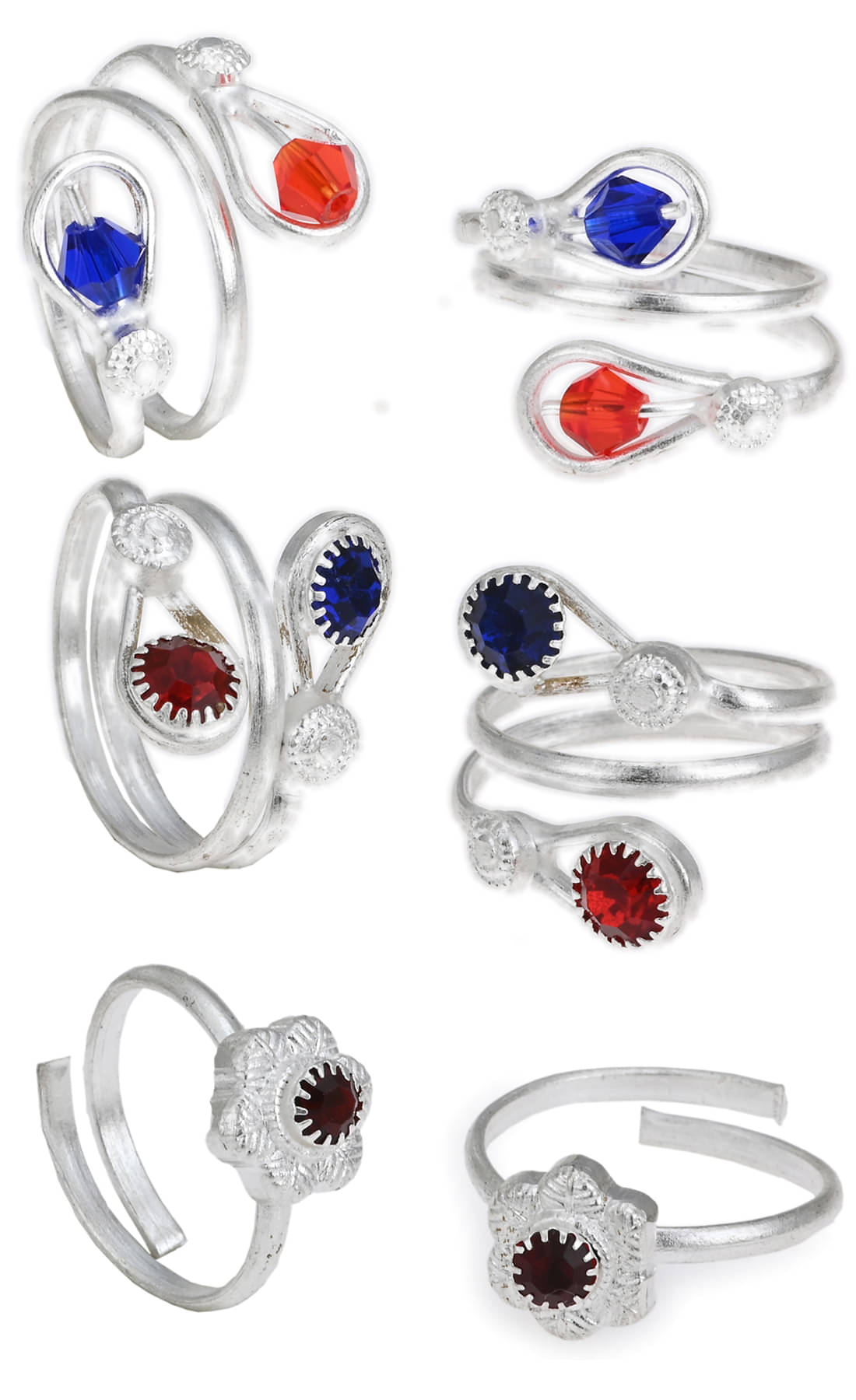 AanyaCentric Silver Plated 3 Pair Toe Rings AanyaCentric Silver Plated 3 Pair Toe Rings