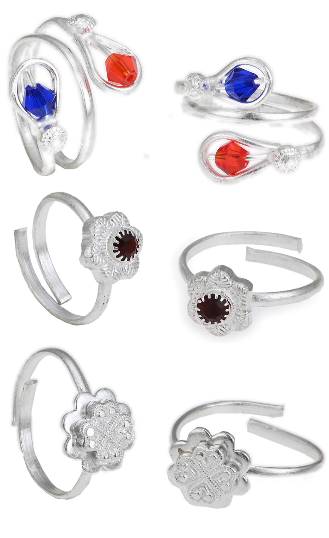AanyaCentric Silver Plated 3 Pair Toe Rings - Anklets | Buy online on ZillyBuy