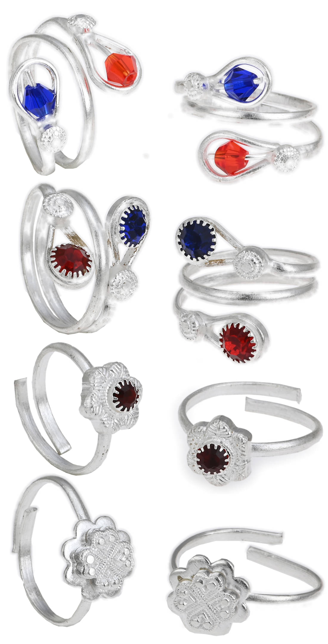     			AanyaCentric Silver Plated 4 Pair Toe Rings