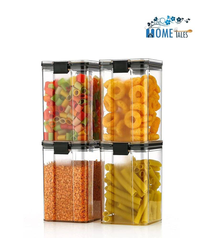 iview kitchenware Air Tight Square Plastic Multi-Purpose Containers Set for Kitchen Storage - 1100ml each, 4U,(Black) iview kitchenware Air Tight Square Plastic Multi-Purpose Containers Set for Kitchen Storage - 1100ml each, 4U,(Black)