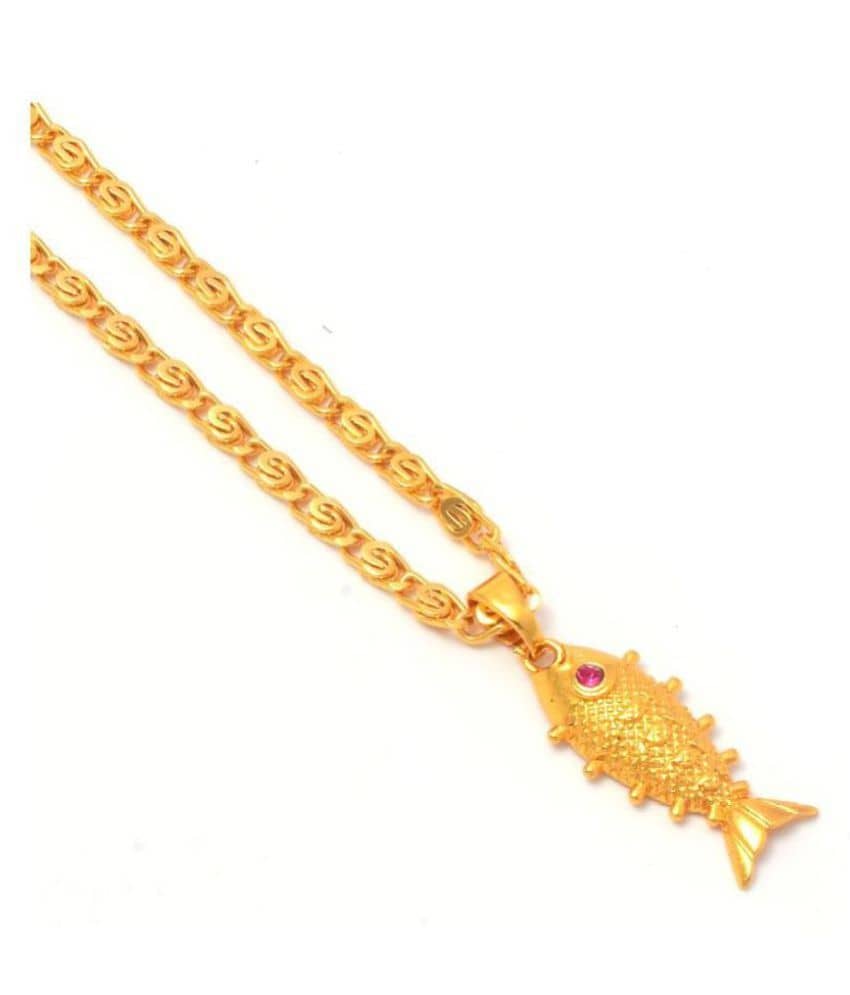 Jewar Mandi New Design Gold Plated Locket/Pendant with Link Chain Daily use for Men, Women & Girls, Boys