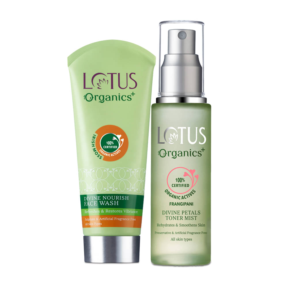     			Lotus Organics+ Divine Nourish Face Wash 100g + Face Toner Mist 50ml (Pack of 2)