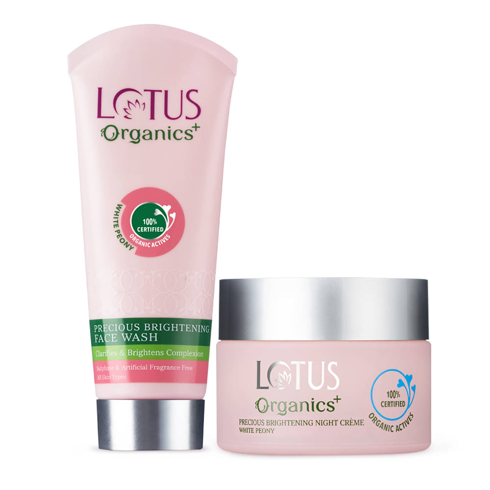 Lotus Organics+ Precious Brightening Combo , Night Cream 50g, Face Wash 100g,(Pack of 2) Lotus Organics+ Precious Brightening Combo , Night Cream 50g, Face Wash 100g,(Pack of 2)