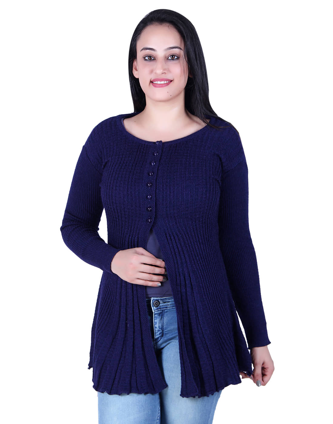 Ogarti Acrylic Navy Buttoned Cardigans - Single