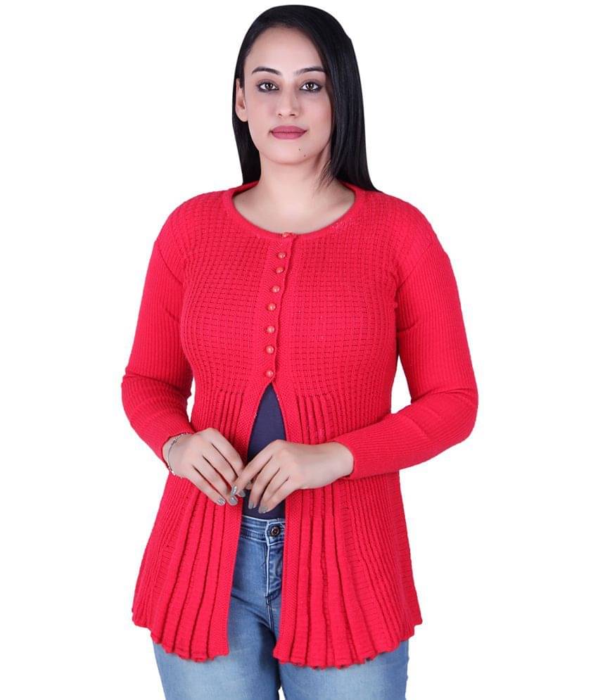     			Ogarti Women Acrylic Round Neck Cardigan ( Pink )