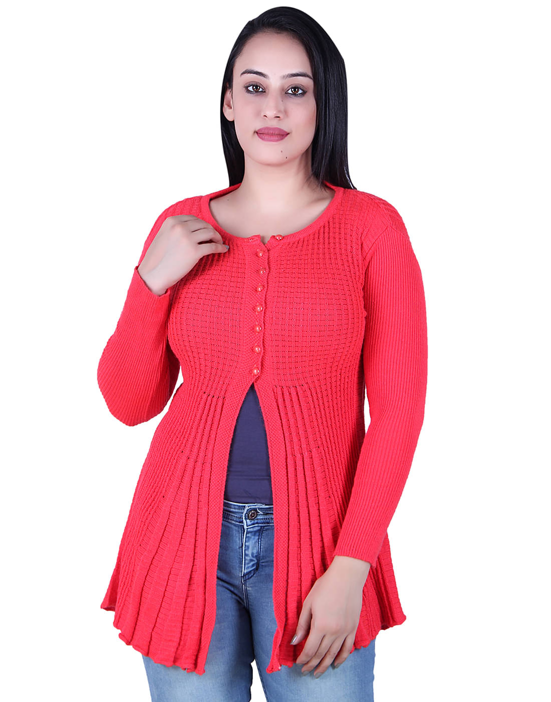     			Ogarti Acrylic Pink Buttoned Cardigans - Single