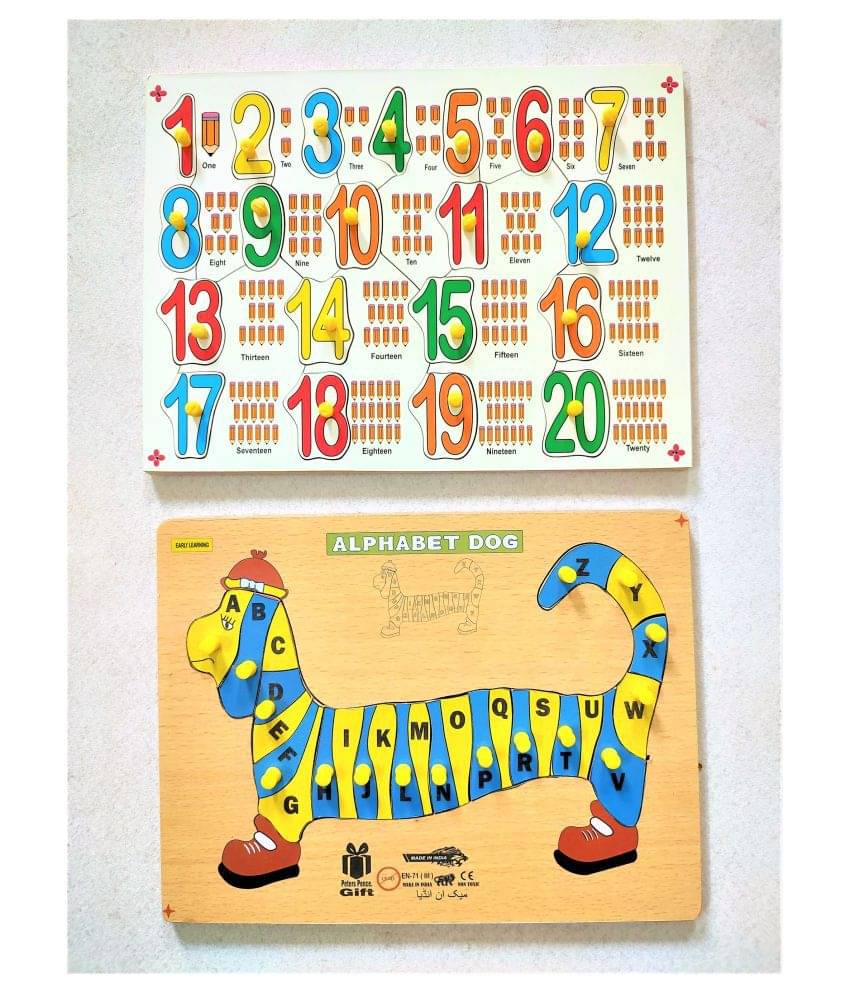 Peters Pence Wooden DOG Alphabet and Number 1-20 Learning Puzzle Board For Kids Pre Primary Education Peters Pence Wooden DOG Alphabet and Number 1-20 Learning Puzzle Board For Kids Pre Primary Education