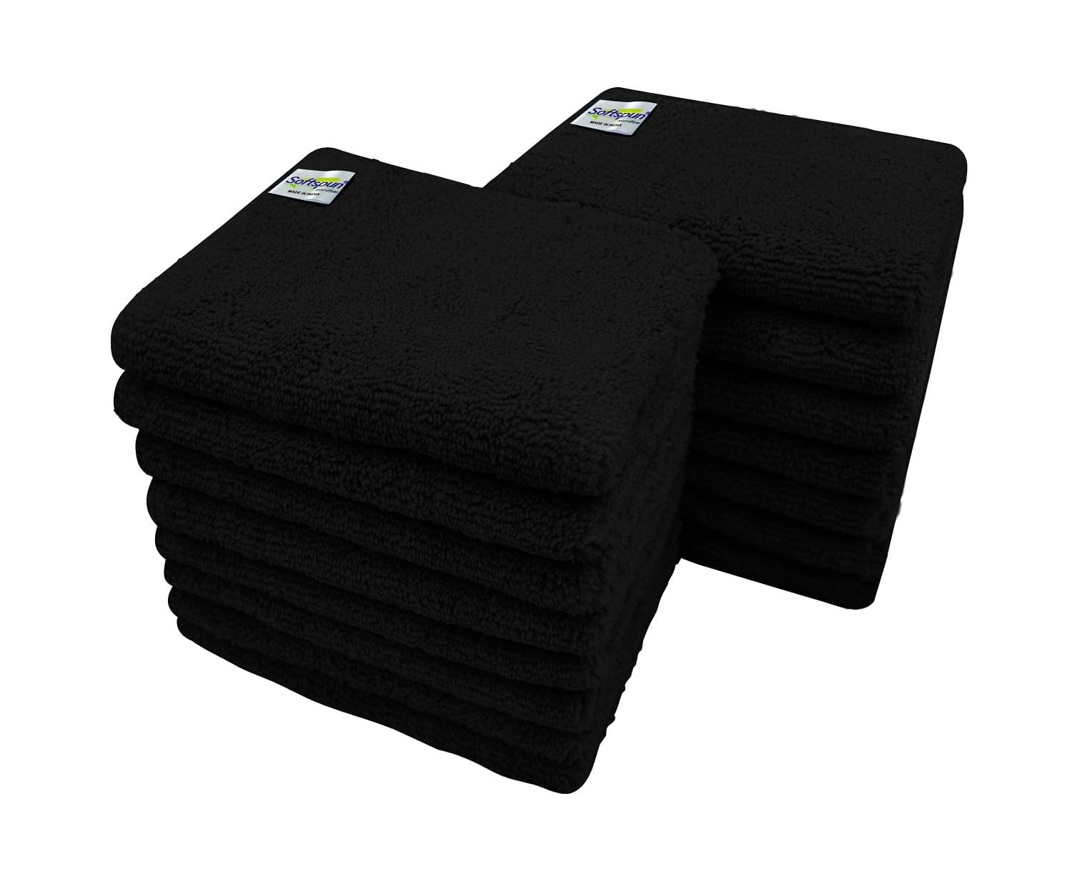     			SOFTSPUN Microfiber Small Wipes 20x30 Cms, 15 Piece Towel Set, 380 GSM BLACK Multi-Purpose Super Soft Absorbent Cleaning Towels, Cleans & Polishes Everything in Your Home, Kitchen & Office.