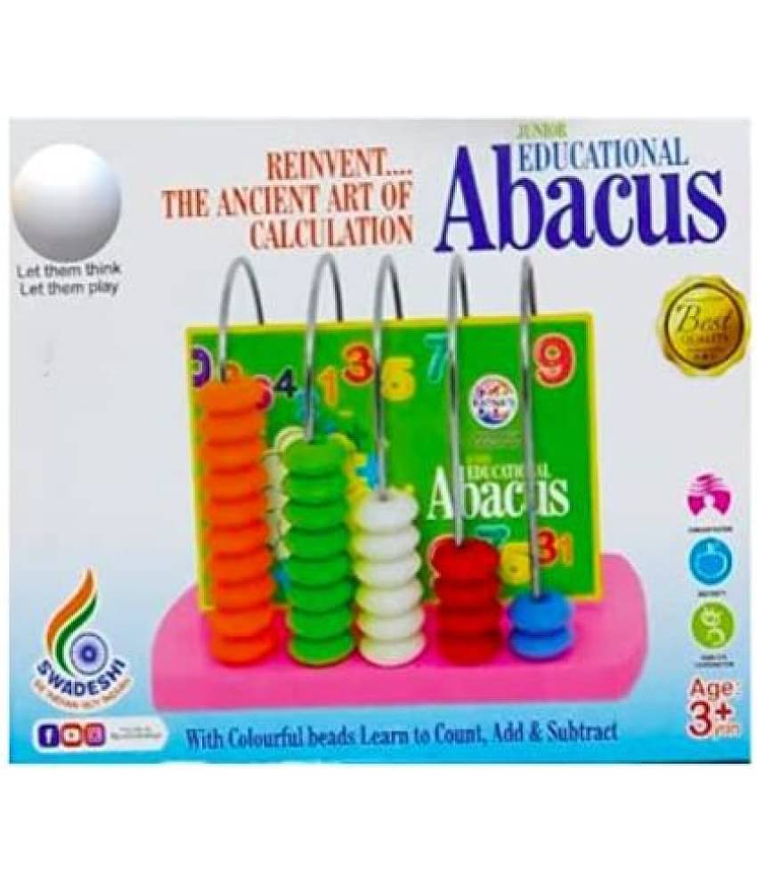 Tzoo Educational Abacus Junior for Kids to Count, add & Subtract with Colourful Beads, Calculation Shelf, Maths Learning Early Educational Kit Toy