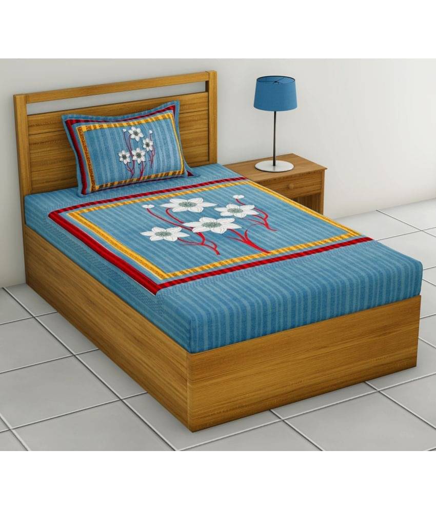 Uniqchoice Cotton Single Bedsheet ( Blue ) Uniqchoice Cotton Single Bedsheet ( Blue )