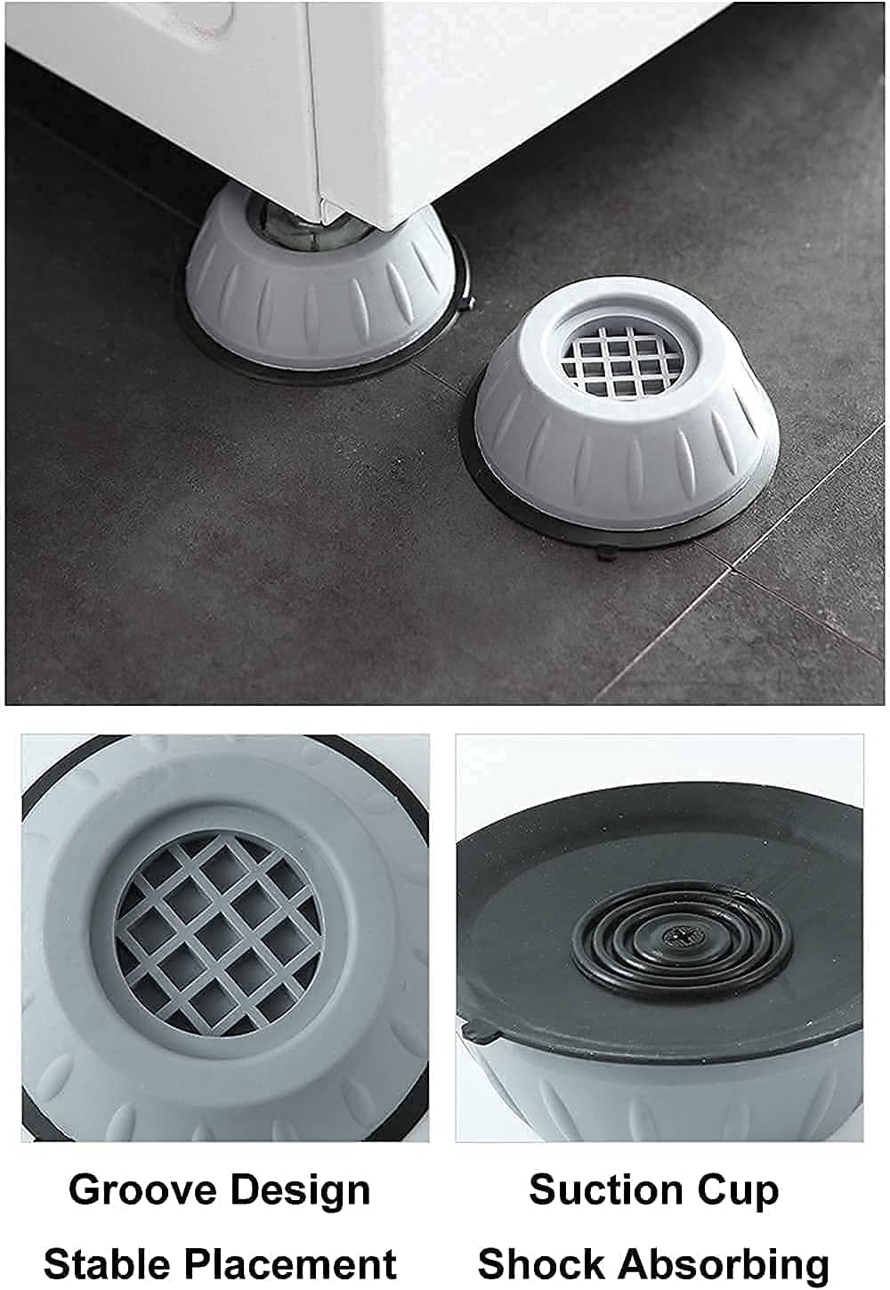 Arni Plastic All in 1 Stand. Almirah,Wardrobe, Refrigerator Stand, Washing Machine Stand, Furniture Base, Fridge Stands for Single and Double Door Anti Vibration Pads - Grey