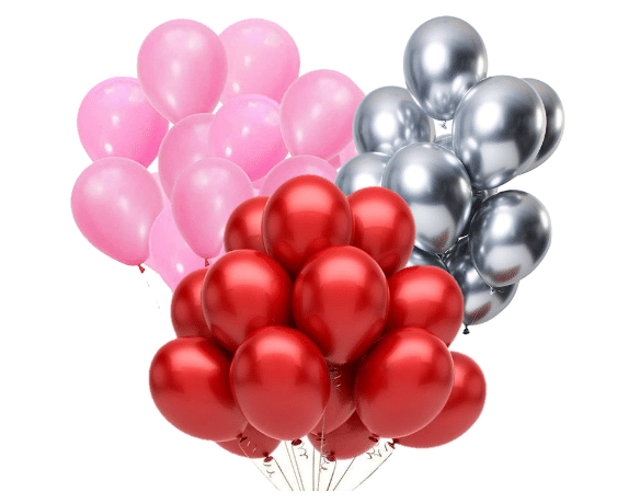     			Blooms Event Combo of Red,Silver,Pink Color Metallic Balloon pack of 51 pcs