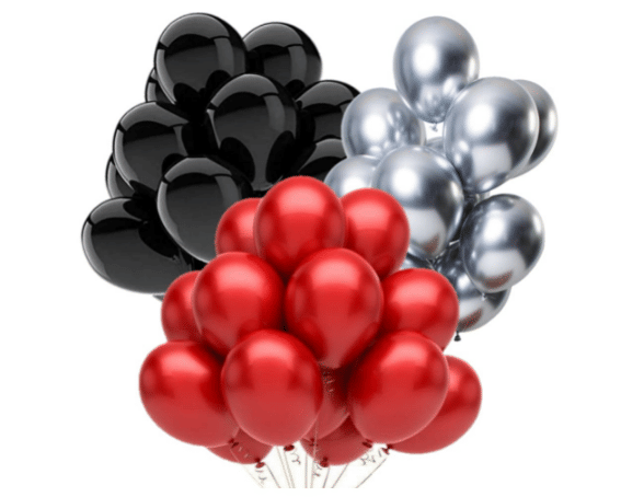     			Blooms Event Combo of Red,Silver,Black  Color Metallic Balloon pack of 51 pcs