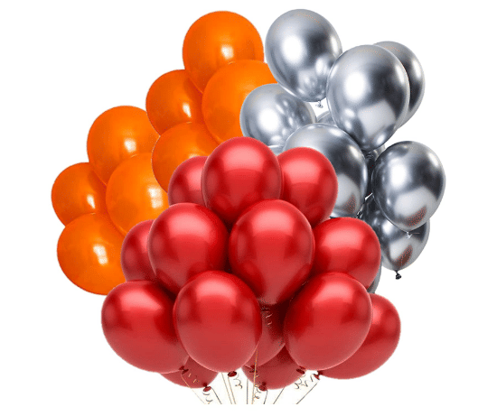     			Blooms Event Combo of Red,Silver,Orange Color Metallic Balloon pack of 51 pcs