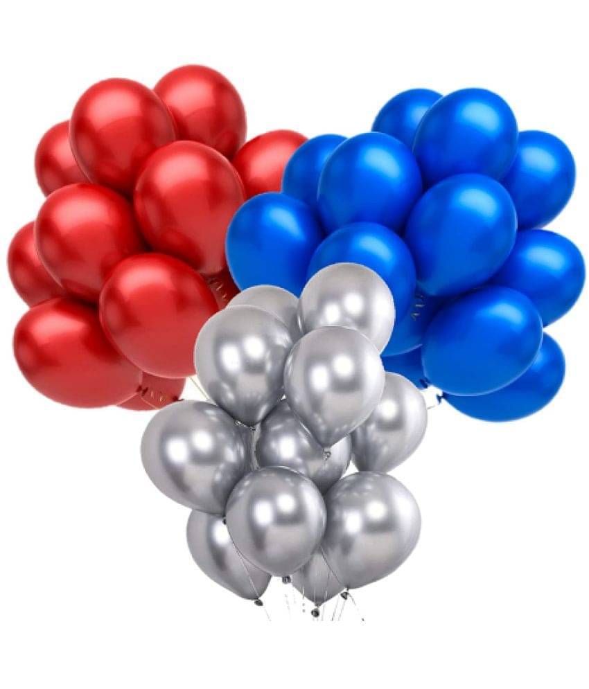     			Blooms Event Combo of Red,Silver,Dark Blue Color Metallic Balloon pack of 51 pcs