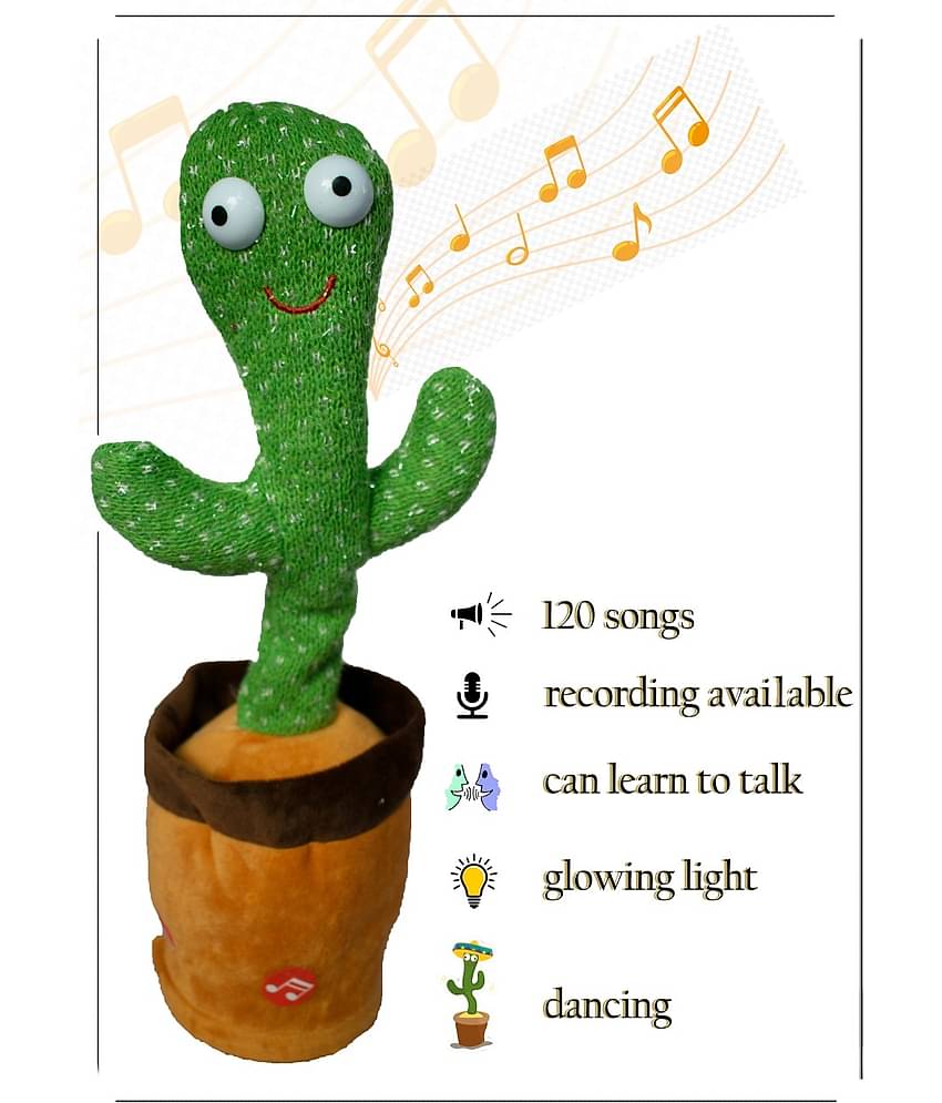 Dancing Cactus Toy, Talking Repeat Singing Sunny Cactus Toy 120 Songs for Baby + Record Your Sound, Sing+Repeat+Dancing+Recording+LED plant (Green)
