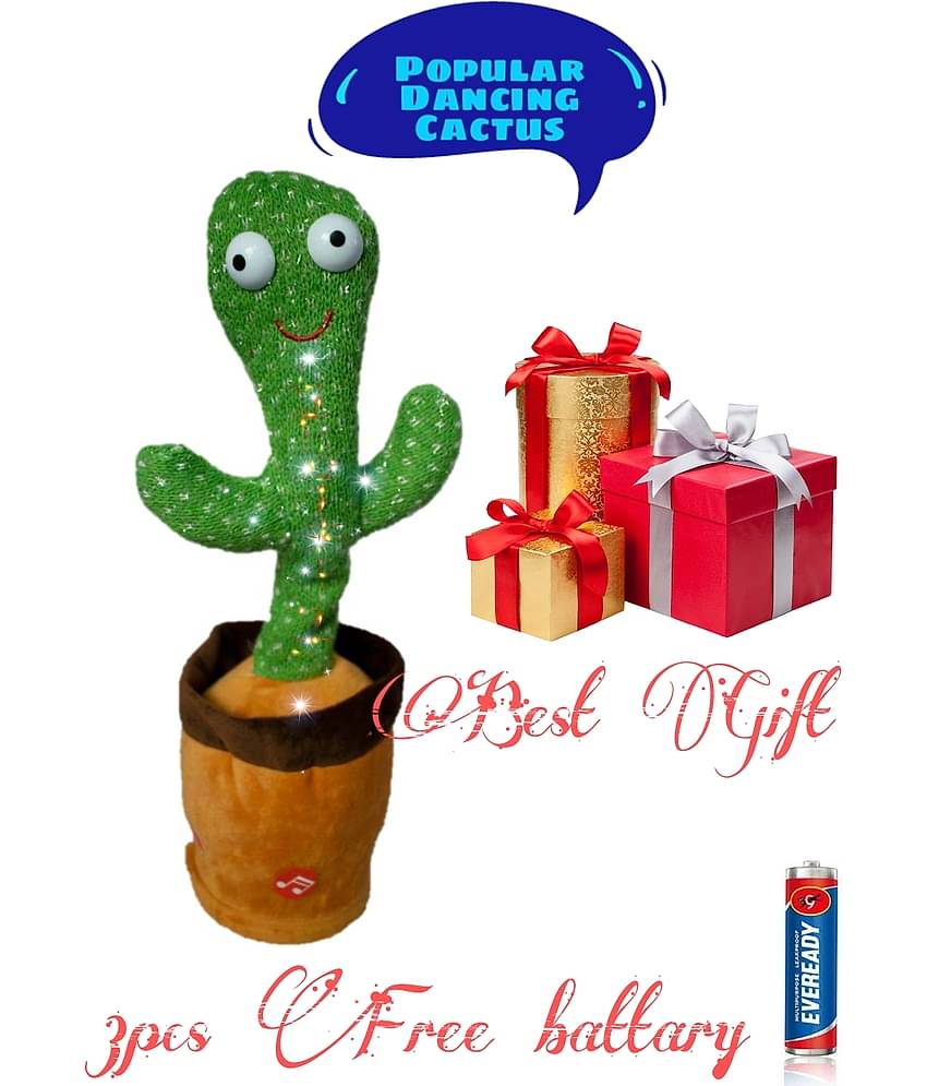 Dancing Cactus Toy, Talking Repeat Singing Sunny Cactus Toy 120 Songs for Baby + Record Your Sound, Sing+Repeat+Dancing+Recording+LED plant (Green)