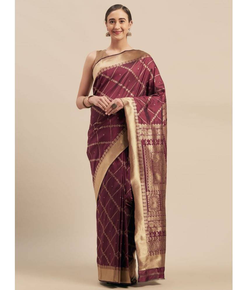 Shaily Retails Silk Blend Self Design Saree With Unstitched Blouse Piece ( Maroon )     			Shaily Retails Silk Blend Self Design Saree With Unstitched Blouse Piece ( Maroon )
