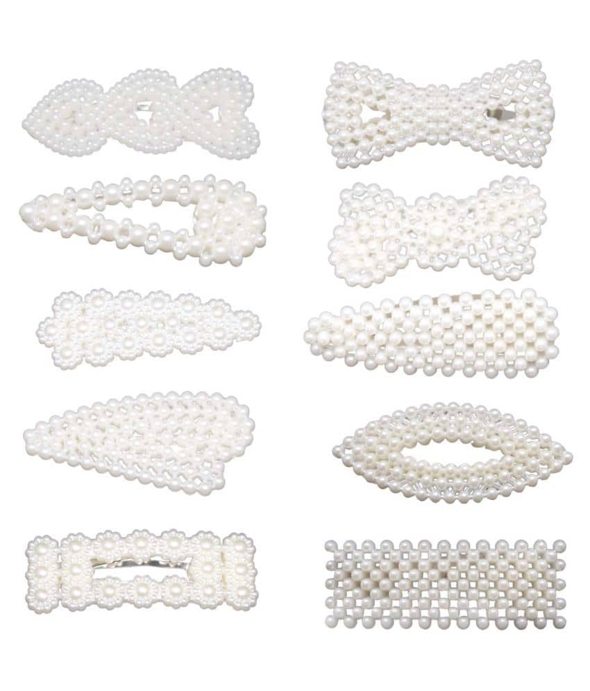 FOK 10 Pcs Pearl Stylish Hair Barrettes Design Hair Styling Clip Pin For Girls & Women - Jewellery Sets | Buy online on ZillyBuy