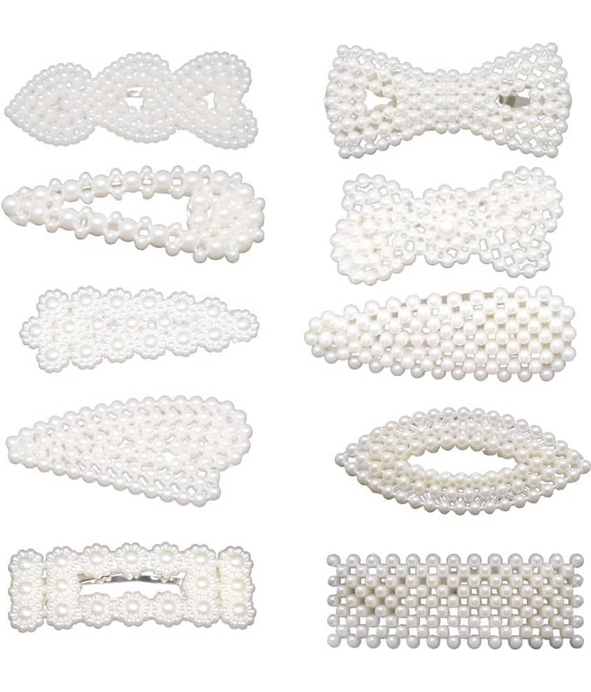 FOK 10 Pcs Pearl Stylish Hair Barrettes Design Hair Styling Clip Pin For Girls & Women - Jewellery Sets | Buy online on ZillyBuy