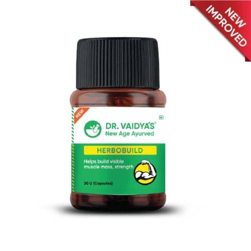 Dr. Vaidya'S Herbobuild Capsules | Ayurvedic Muscle & Mass Gainer (30 Capsules Each) Pack of 1 Dr. Vaidya'S Herbobuild Capsules | Ayurvedic Muscle & Mass Gainer (30 Capsules Each) Pack of 1