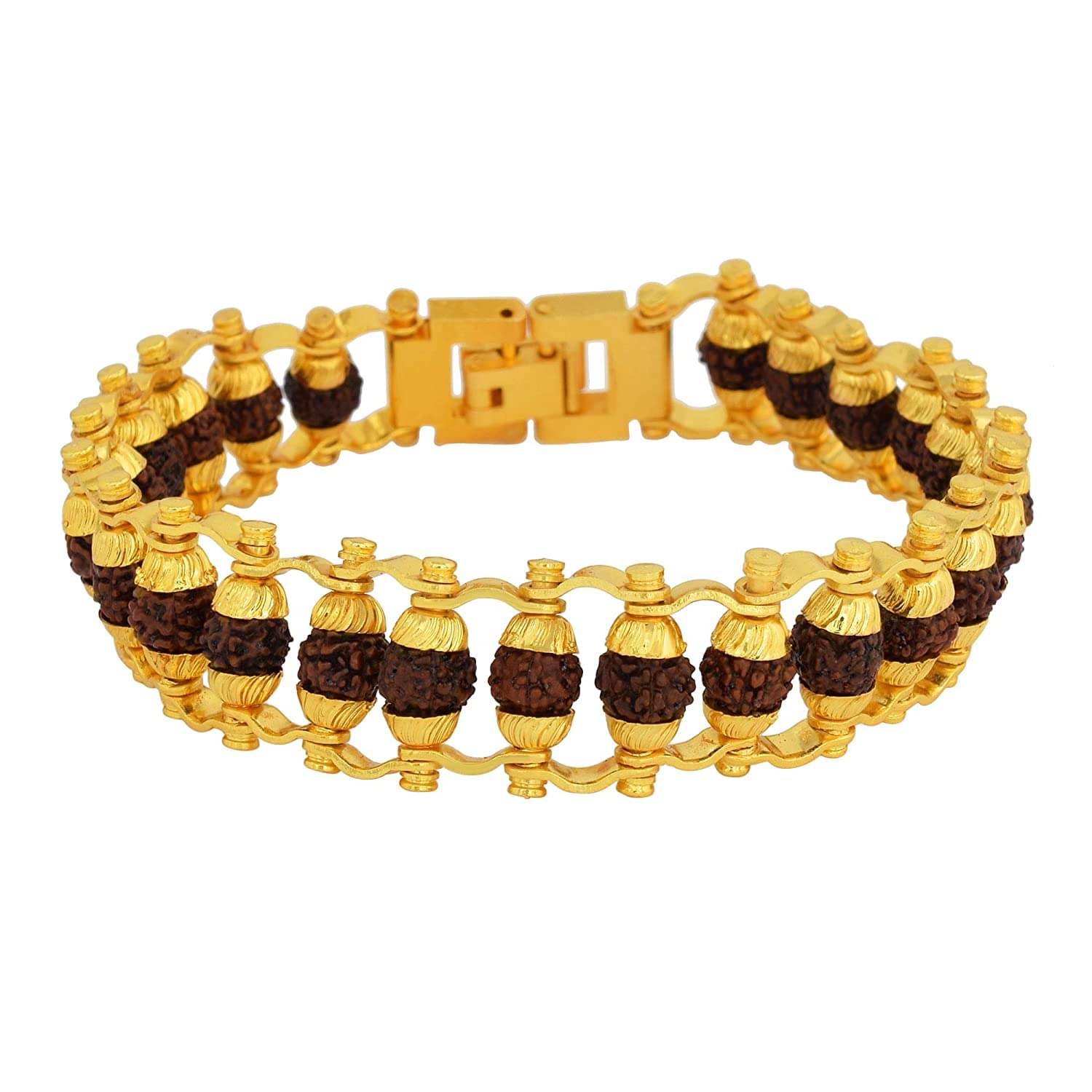     			PAYSTORE Gold Plated Beaded Rudraksha Bracelet for Men