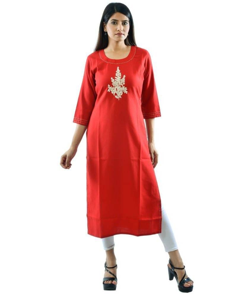 AMIRA'S INDIAN ETHNICWEAR - Red Linen Women's Stitched Salwar Suit ( )     			AMIRA'S INDIAN ETHNICWEAR - Red Linen Women's Stitched Salwar Suit ( )
