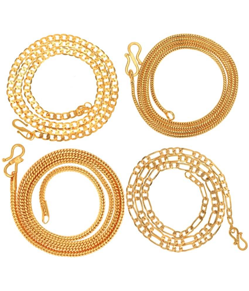 AanyaCentric - Gold Plated Brass Chain ( Pack of 4 ) AanyaCentric - Gold Plated Brass Chain ( Pack of 4 )