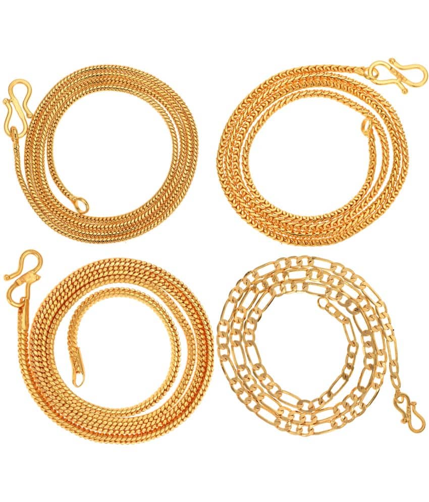 AanyaCentric Combo of 4 Gold Plated 22inches Long Fashion Chain