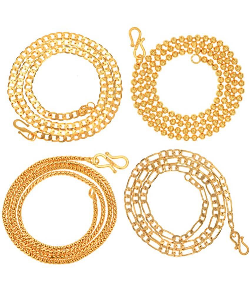 AanyaCentric Combo of 4 Gold Plated 28inches Long Fashion Chain
