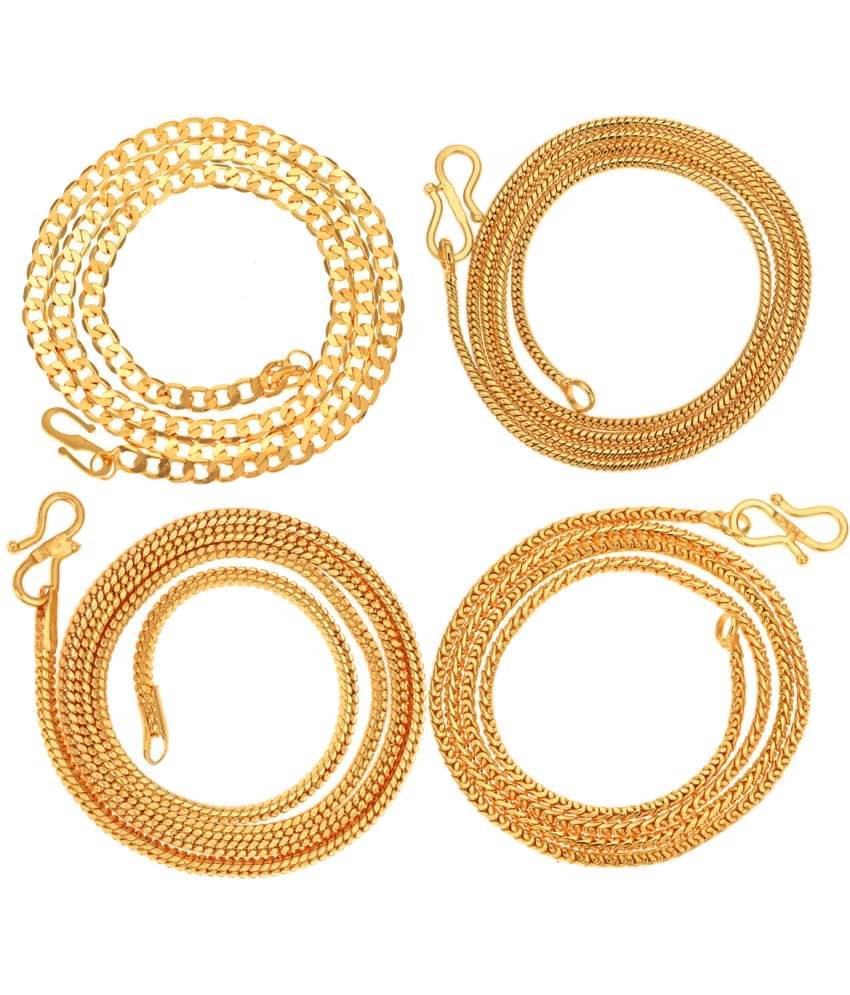 AanyaCentric Combo of 4 Gold Plated 22inches Long Fashion Chain AanyaCentric Combo of 4 Gold Plated 22inches Long Fashion Chain