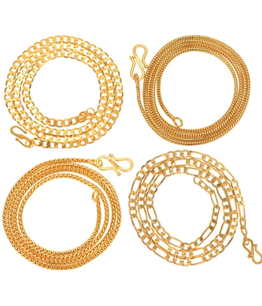 AanyaCentric Combo of 4 Gold Plated 28inches Long Fashion Chain