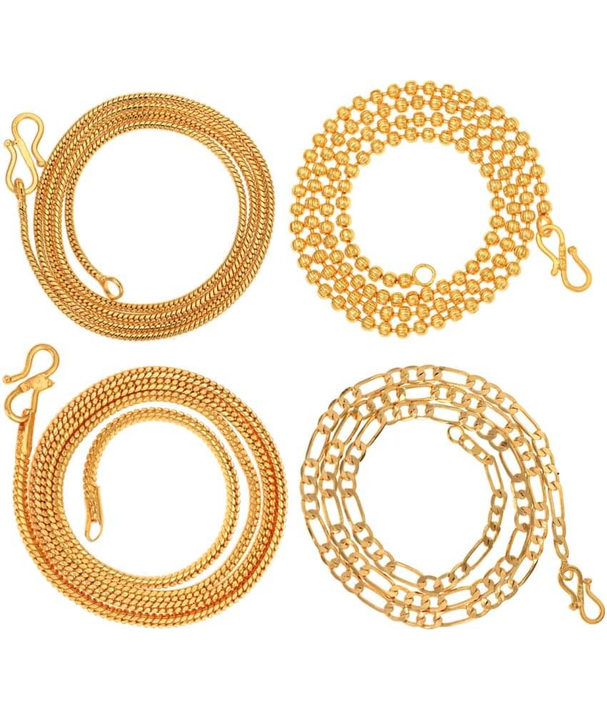 AanyaCentric Combo of 4 Gold Plated 22inches Long Fashion Chain AanyaCentric Combo of 4 Gold Plated 22inches Long Fashion Chain